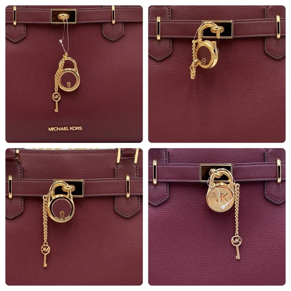 Michael Kors Hamilton Small Satchel Shoulder Crossbody Bag Dark Cherry color - Picture 14 of 15